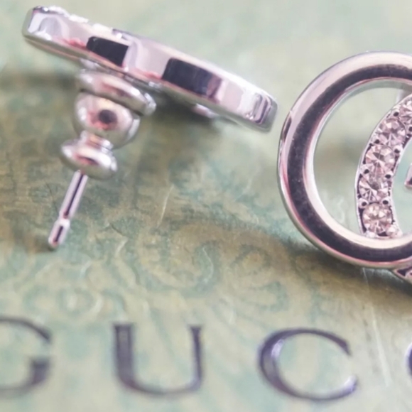 GUCCI earrings piercing logo GG /Sterling Silver/Gorgeous 🥰 - Picture 4 of 5